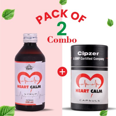 CIPZER Heart Calm Combo Manages cholesterol levels,Improve heart health(60 Caps+200ML)(Pack of 2)