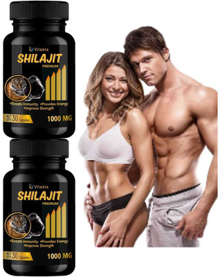 VITASTA Himalayan Shilajit capsule for Stamina,Strength & Endurance(Pack of 2, 60 Capsules)