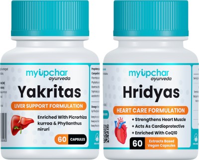 myupchar ayurveda Combo Yakritas Liver Support With Hridyas Capsule Maintain Cholesterol Level(Pack of 2)