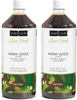 Kapiva Noni Juice 1L | Includes Garcinia and Ashwagandha for Nutrient Absorption(Pack of 2, 2 L)