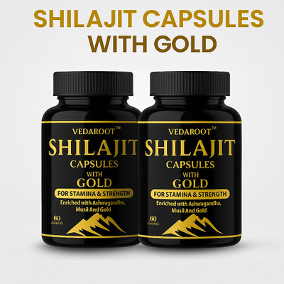 VEDAROOT Pure Shilajit Gold Capsules - 60capsules - pack of 2(Pack of 2, 120 Capsules)