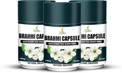 grinbizz Brahmi Capsule for Mind Wellness/Helps Improves Alertness/Support Memory(Pack of 3, 90 Capsules)