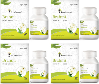 Four Seasons Brahmi Tablet | Mind and Memory Wellness and Enhancer | for Mental Stress(Pack of 4, 60 Tablets)