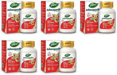 Dabur Ashwagandha Tab Ashwagandha Tablets (60 Tablet) For help calm the brain(Pack of 5, 300 Tablets)