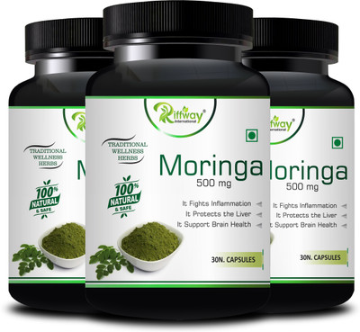 Riffway Moringa Natural_ Capsules Moringa Capsule Improves Liver Functions(Pack of 3, 90 Capsules)