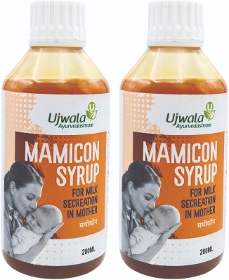 UJWALA AYURVEDASHRAM Mamicon Syrup,For Milk Secretion In Mother, Reduce Breast engorgement, Ayurvedic(Pack of 2)