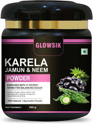 GLOWSIK Karela Jamun Neem Powder Helps Regulate Sugar Management - 200 gm(200 g)