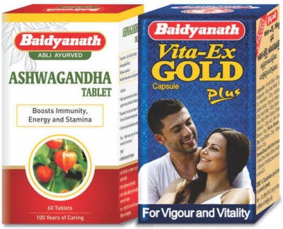 Baidyanath Vita Ex Gold Plus 20 Capsules + Ashwagandha Tablet (60 Tablets)(Pack of 2)