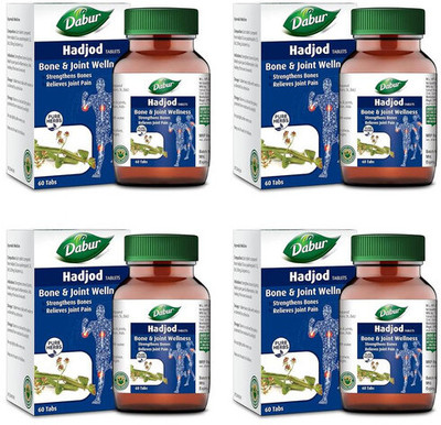 Dabur Hadjod Tab Hadjod Tablets (60 tablet) For maintaining healthy bone density(Pack of 4, 240 Tablets)