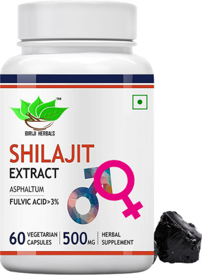 BIRJI HERBALS AYURVEDIC SHILAJIT EXTRACT 60veg capsules pack of 1(60 Capsules)