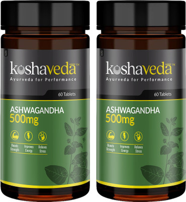 MUSCLEBLAZE Ashwagandha 1000mg, Ayush Approved, for Muscle Strength, 60 Tablets Each(Pack of 2, 60 Tablets)