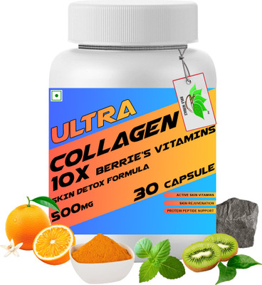 BIRJI HERBALS AYURVEDIC ULTRA COLLAGEN 10X 30veg capsules pack of 1(30 Capsules)