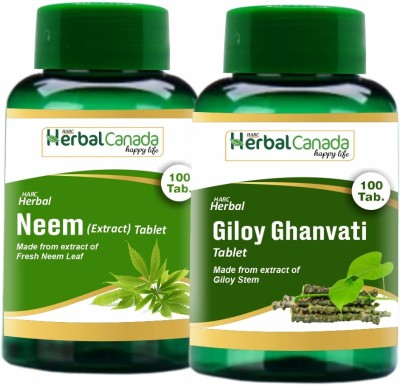 Herbal Canada Neem (100 Tablets) + Tulsi Ghan Vati (100 Tablets) | Healthy Combo Pack(Pack of 2)