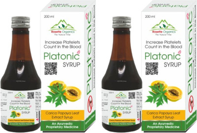 rosette organics Platonic Syrup For Increase Platelets Count | Papaya Leaf & Giloy Extract Juice(400 ml)