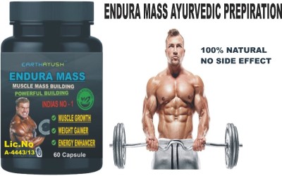 earthayush ENDURA MASS , MASS GAINER FOR MUSCLE BUILDING WEIGHT GAIN, 60 CAPSULE, PACK OF 1