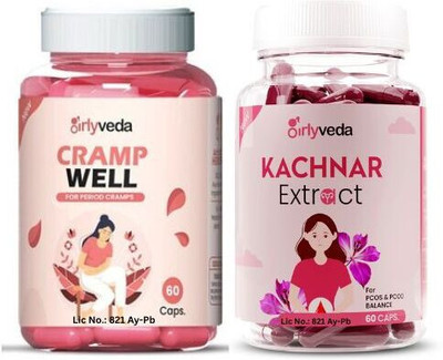 Girlyveda Cramp Well Capsule with Kachnar Extract |Combo Pack| 60 Capsules Each(120 Capsules)