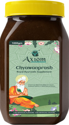 AXIOM Royal Ayurvedic Chyawanprash 1kg | 2X Immunity | Made With Deshi Cow Ghee(A2 Ghee), Kashmiri Saffron & Wild Natural Honey | WHO GMP, GLP Certified Product | No Artificial Colour & Flavours(1000)