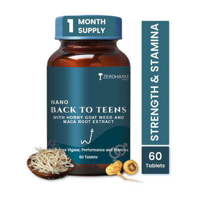ZEROHARM Back to Teens With Maca, Horny Goat Weed for Energy, Performance, Mood & Stamina(60 Tablets)