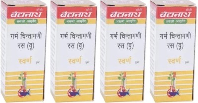 Baidnath Garbha Chintamani Ras (Vr.) with Gold (4 Packs, Each Pack 25 Tablets)(Pack of 4)