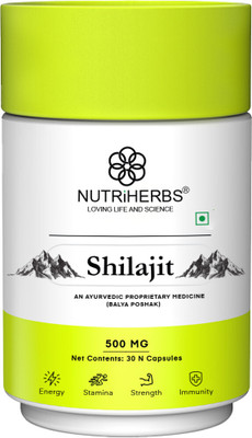 Nutriherbs Shilajit Capsule for Men Power | Natural Strenth & Stamina Booster Supplement(30 Capsules)