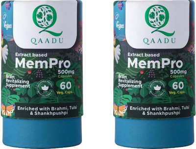 Qaadu MemPro| Brain Revitalizing Supplement|(500mg){Pack of 2}(Pack of 2, 120 Capsules)