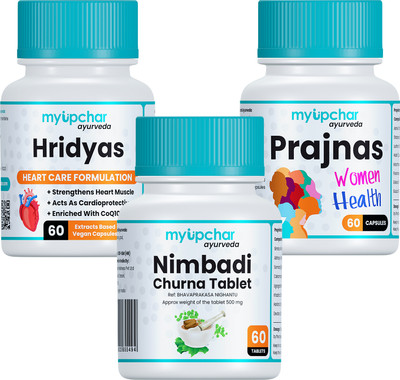 myupchar ayurveda Combo of Hridyas Healthy Heart With Nimbadi Churna, Prajnas WH | Each 60 Tablets(Pack of 3, 180 Capsules)