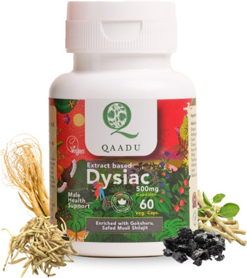 Qaadu Dysiac 60 cap Enriched with Gokhshur,Shilajit,Ashwagandha &Ginseng(500 mg)(60 Capsules)