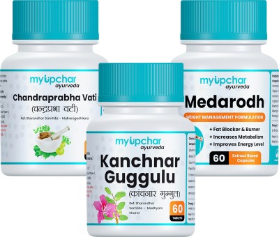 myupchar ayurveda Combo Kit Kanchnar Guggulu With Chandraprabha Vati & Medarodh Each 60 Tablets(Pack of 3)