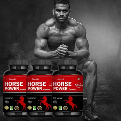 ACTIWOW Horse Power Capsules - Natural Energy for Peak Performance Pack of 3(30 Capsules)