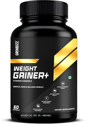 grinbizz Effective Weight and Mass Gainer Ayurvedic Weight Gain Capsules for Strength(60 Capsules)