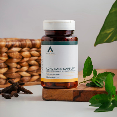 age ayurveda ADHD Ease 100 Vegetable Capsules for Mental Health Wellness Formula(100 Capsules)
