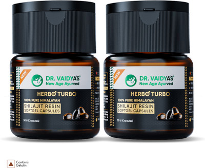 DR. VAIDYA'S Pure Himalayan Shilajit Resin Softgels | With Fulvic Acid | For Power & Stamina(Pack of 2, 60 Capsules)