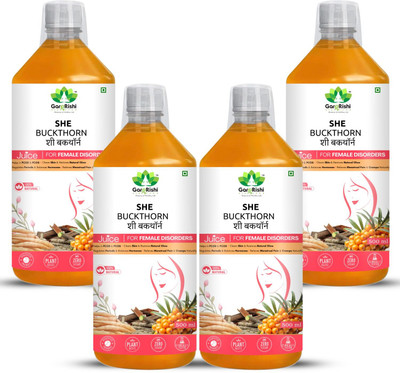 GargRishi She Buckthorn Juice for Women | PCOD Relief, Hormonal Balance & Skin Glow(Pack of 4, 2000 ml)