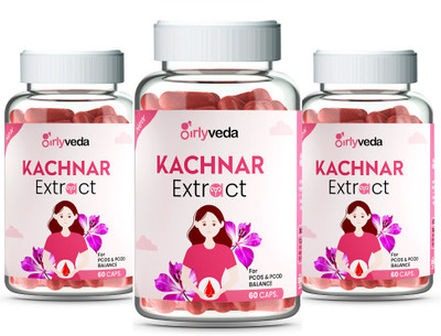 Girlyveda Kanchnar Guggulu Extract Ayurvedic Capsules| Thyroid Supplement(Pack of 3, 180 Capsules)