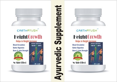 earthayush Height Growth / Height Increase & Bone growth / 60 Capsule / pack of 2(Pack of 2)