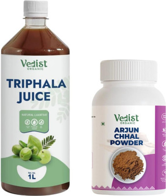 Vedist Organic Vedist Triphala Juice 1L & Ashwagandha Powder 100g | Energy & Digestion(Pack of 2, 1300 g)