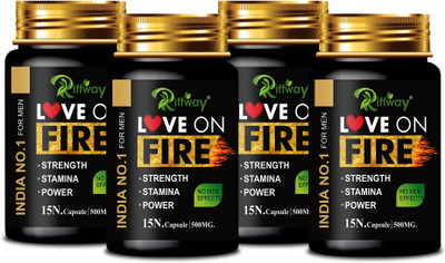 Riffway Love On Fire _ Herbal Formulation Stamina Capsule For Better Strength(Pack of 4, 60 Capsules)