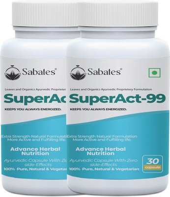 Sabates Super Act Health Power Capsule For Men _ Stay Active All Day _ Effective Result(Pack of 2, 60 Capsules)