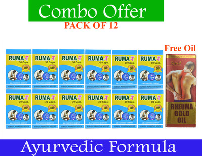 Tara Herbal Pharmaceutical RUMA T & RHEUMA GOLD OIL FOR JOINT PAIN CAPSULE, SHOULDER PAIN, ARTHITIS(Pack of 13, 360 Capsules, 30 ml)