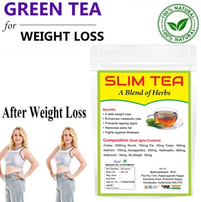 Aktivemusli Slim Green Tea For Weight Loss | Tea with Natural Herbs | 50 gm pack | Pack of 1