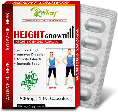 Riffway Hight Growth Herbal Formula Improves Length of Bones Gains Stops Hight(Pack of 6, 60 Capsules)