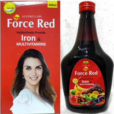 Austro Labs FORCE RED SYRUP WITH IRON & MULTIVITAMINS FOR SKIN GLOW,BLOOD PURIFY,GOOD HEALTH(450 ml)