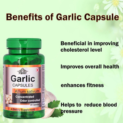 CIPZER Garlic Softgel Capsule|Helps to reduce blood pressure-60 Capsules(60 Capsules)