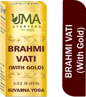 Uma Ayurveda Brahmi Vati with Gold Tablet for Mind Wellness, Alterness and Focus - 10 Tablets(10 Tablets)