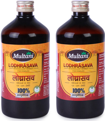 Multani Lodharasava Syrup | Beneficial In Urinary & Feminine Disorders - (450ml Each)(Pack of 2, 900 ml)