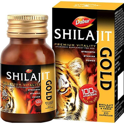 Dabur Shilajit Gold for Strength, Stamina & Power, 20 Caps(20 Capsules)