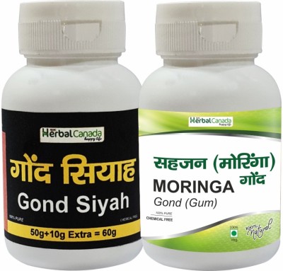 Herbal Canada Gond Siyah (60g) + Gond Moringa (60g) | Boost Immunity | Healthy Combo Pack(Pack of 2)