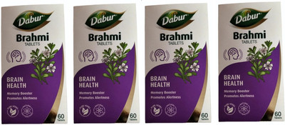 Dabur Brahmi 60 Tablets Brain Health Memory Booster Promotes Alertness(Pack of 4, 240 Tablets)
