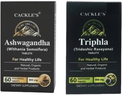 Cackle's Ashwagandha 800mg & Triphala 800mg-60 Tablets each(Pack of 2, 60 Tablets)