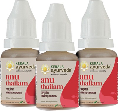 Kerala Ayurveda Anu Thailam 10 MI|Nasal Oil For Sinusitis & Congestion(Pack of 3)